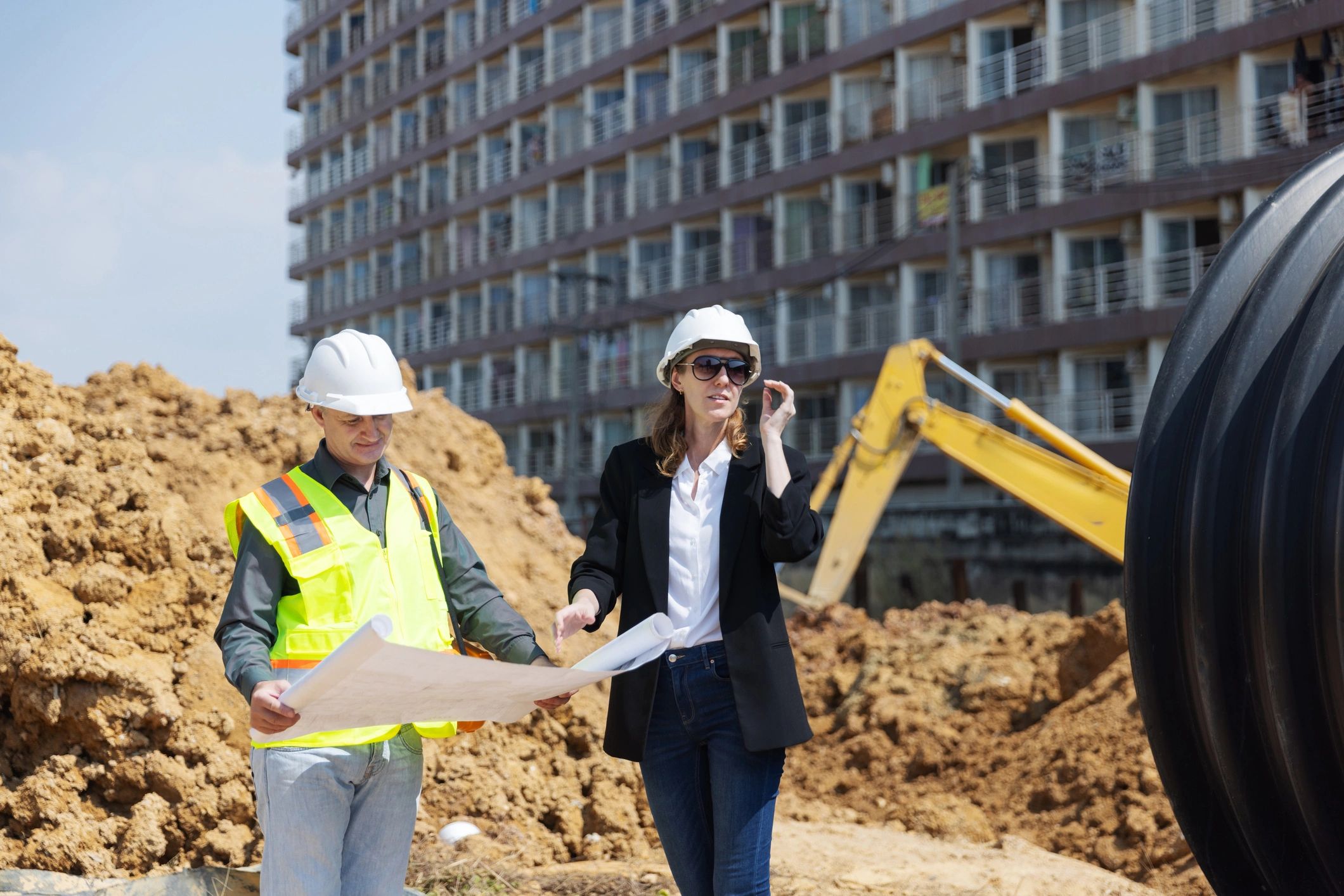 Construction equipment supplier team at work